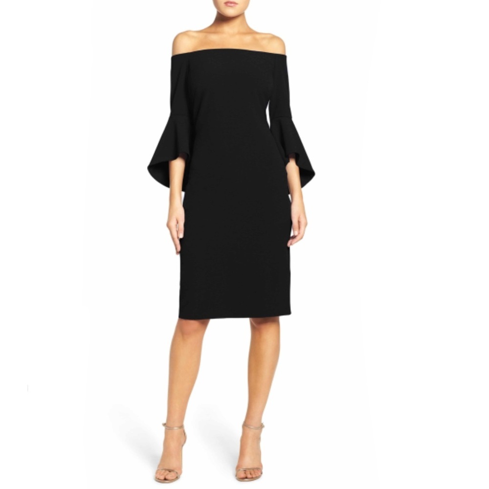 🔥 Anthropologie Chelsea28 off the shoulder black cocktail dress sz6